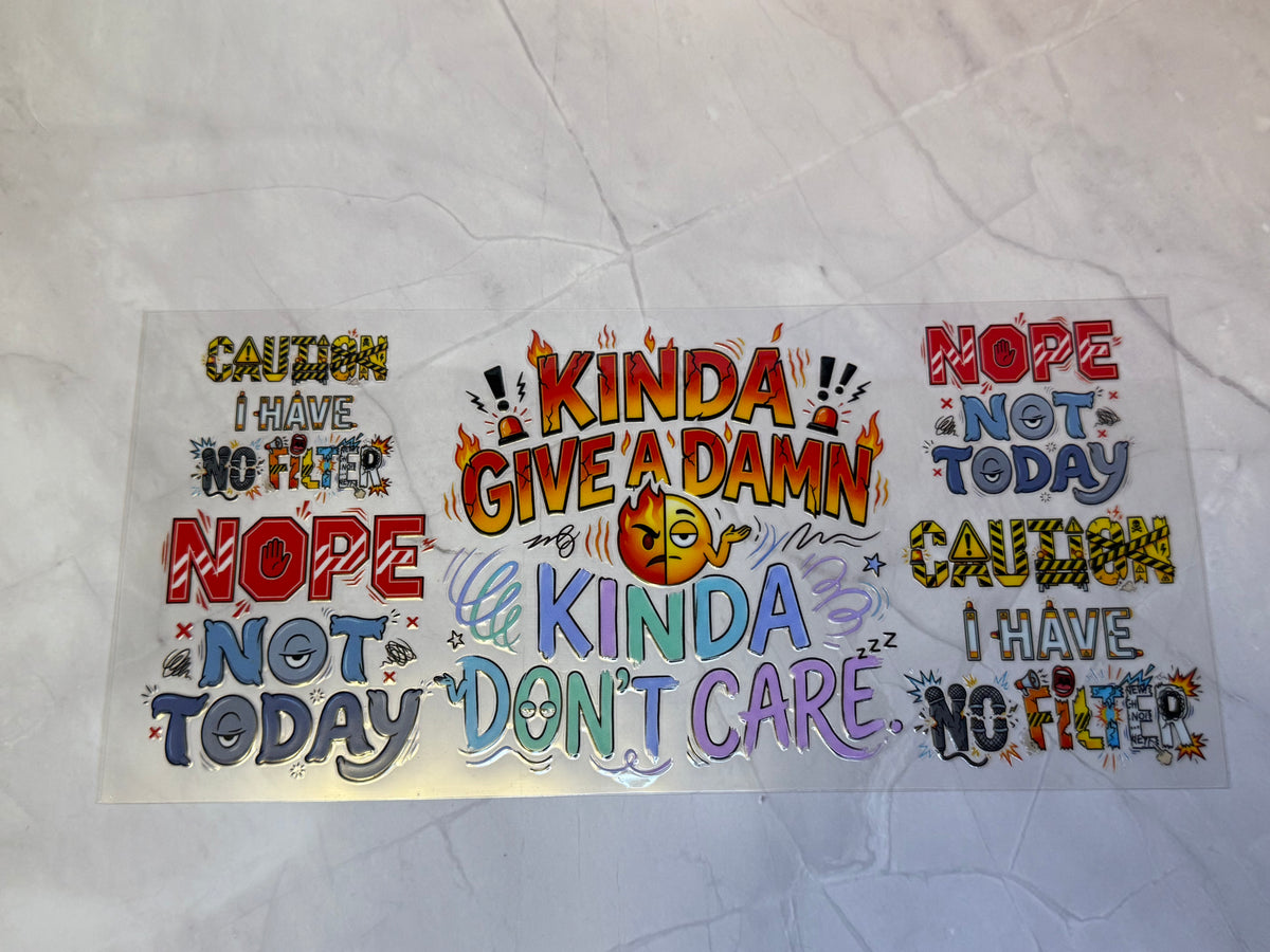 uvdtf cup wraps: holographic, teacher, food, motivational, sarcasm, swear words