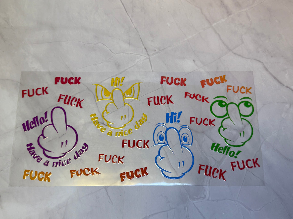 uvdtf cup wraps: holographic, teacher, food, motivational, sarcasm, swear words