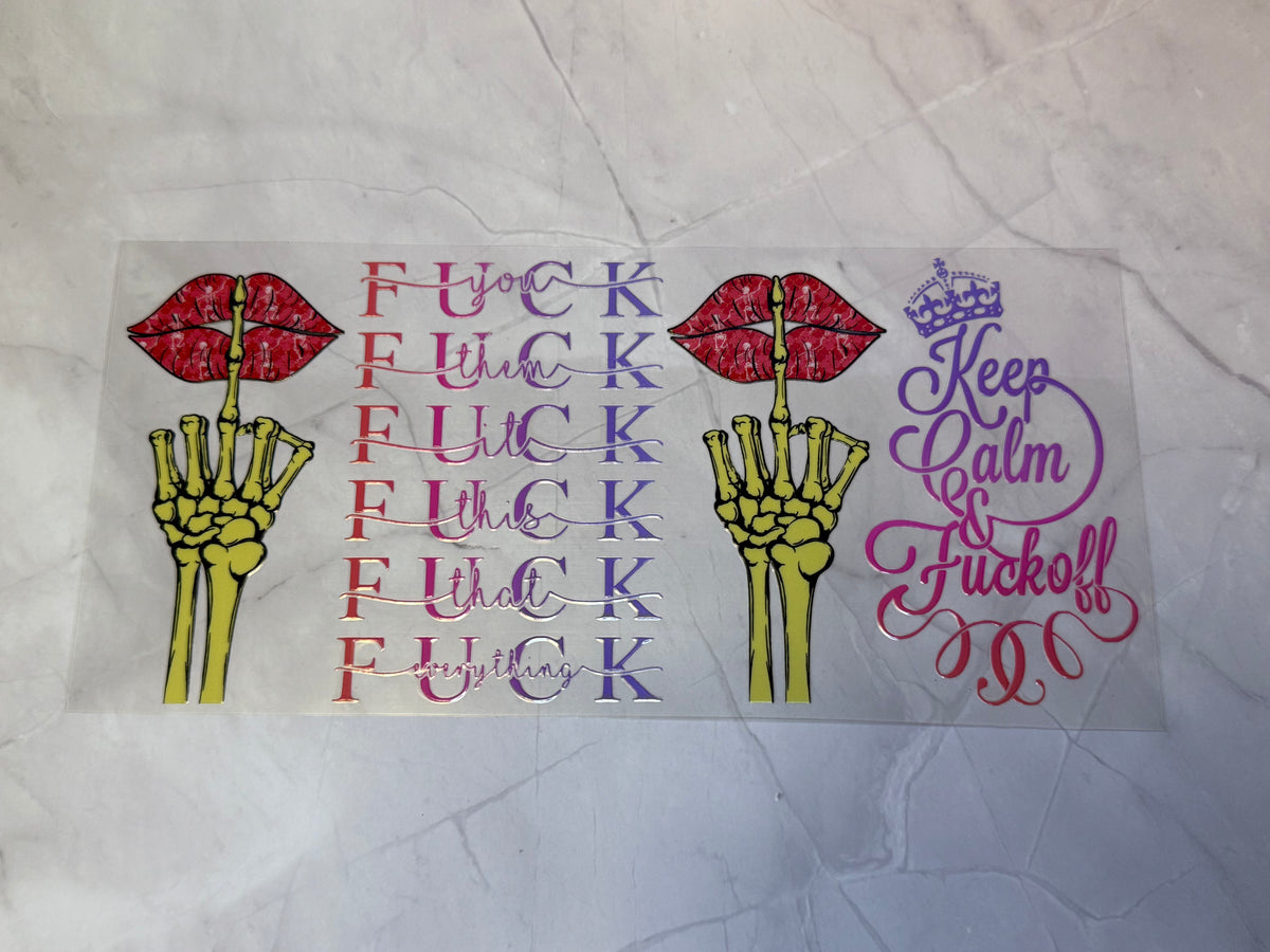 uvdtf cup wraps: holographic, teacher, food, motivational, sarcasm, swear words